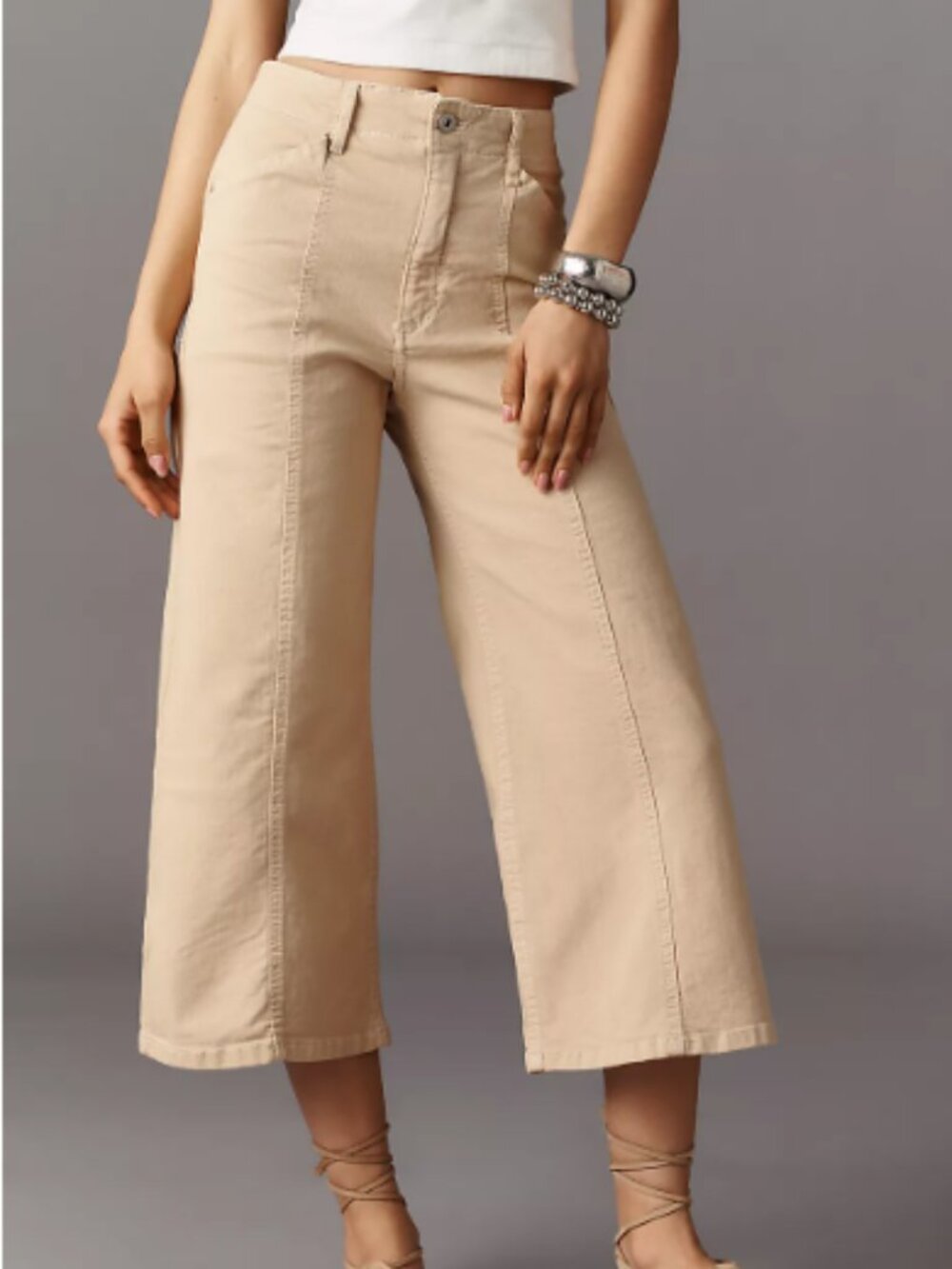 The Delaney Crop Clean-Seamed High-Rise Wide-Leg Jeans by Maeve